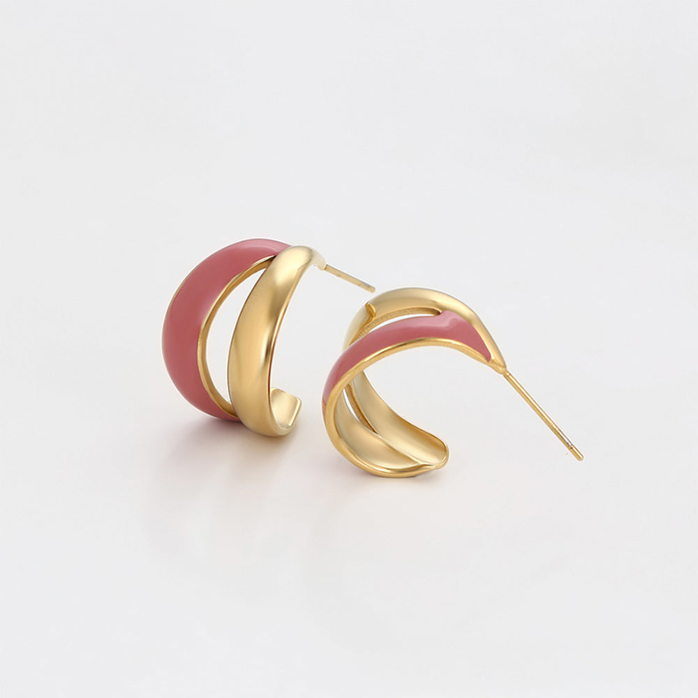 Pendientes de Aleación Bañado en Oro con Esmalte 6 