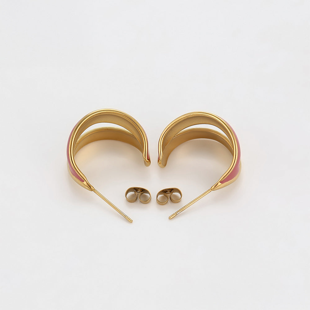 Pendientes de Aleación Bañado en Oro con Esmalte