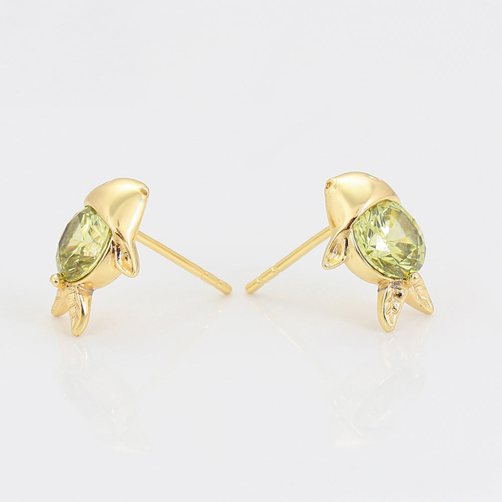 Pendientes de Aleación Bañado en Oro con Cristal Emporia® Verde 3 