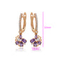 Pendientes de Aleación Bañado en Oro con Cristal Emporia® Púrpura y Cristal Emporia® Blanco