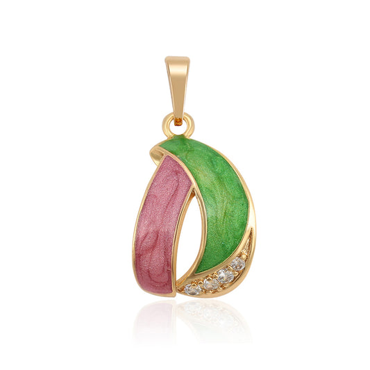 Colgante de Aleación Bañado en Oro con Esmalte y Cristal Emporia® Blanco