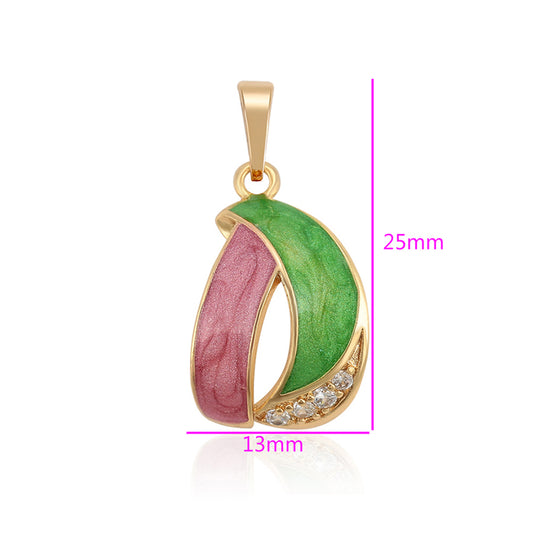 Colgante de Aleación Bañado en Oro con Esmalte y Cristal Emporia® Blanco