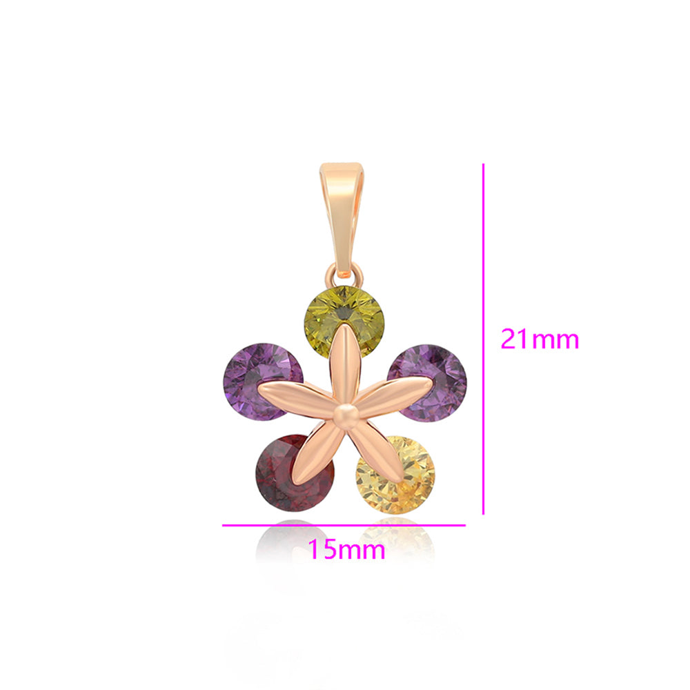 Colgante de Aleación Bañado en Oro con Cristal Emporia® Verde y Cristal Emporia® Púrpura