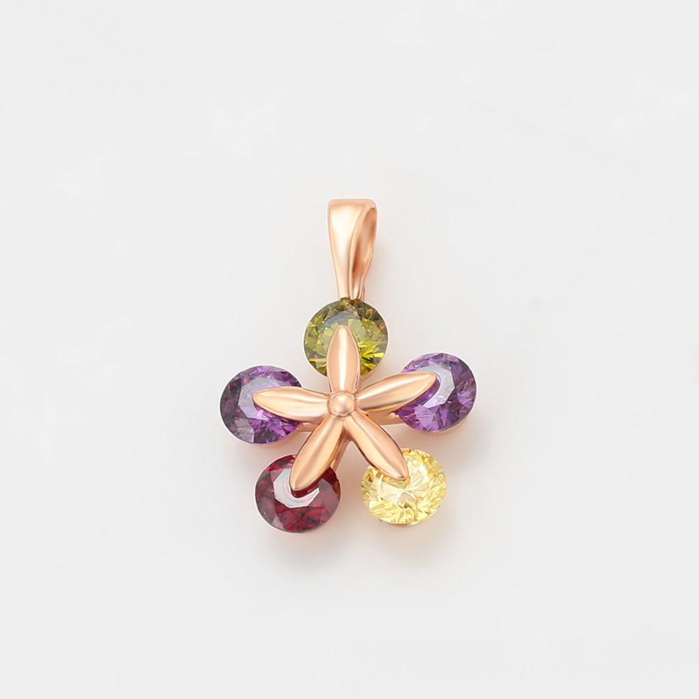 Colgante de Aleación Bañado en Oro con Cristal Emporia® Verde y Cristal Emporia® Púrpura 4 