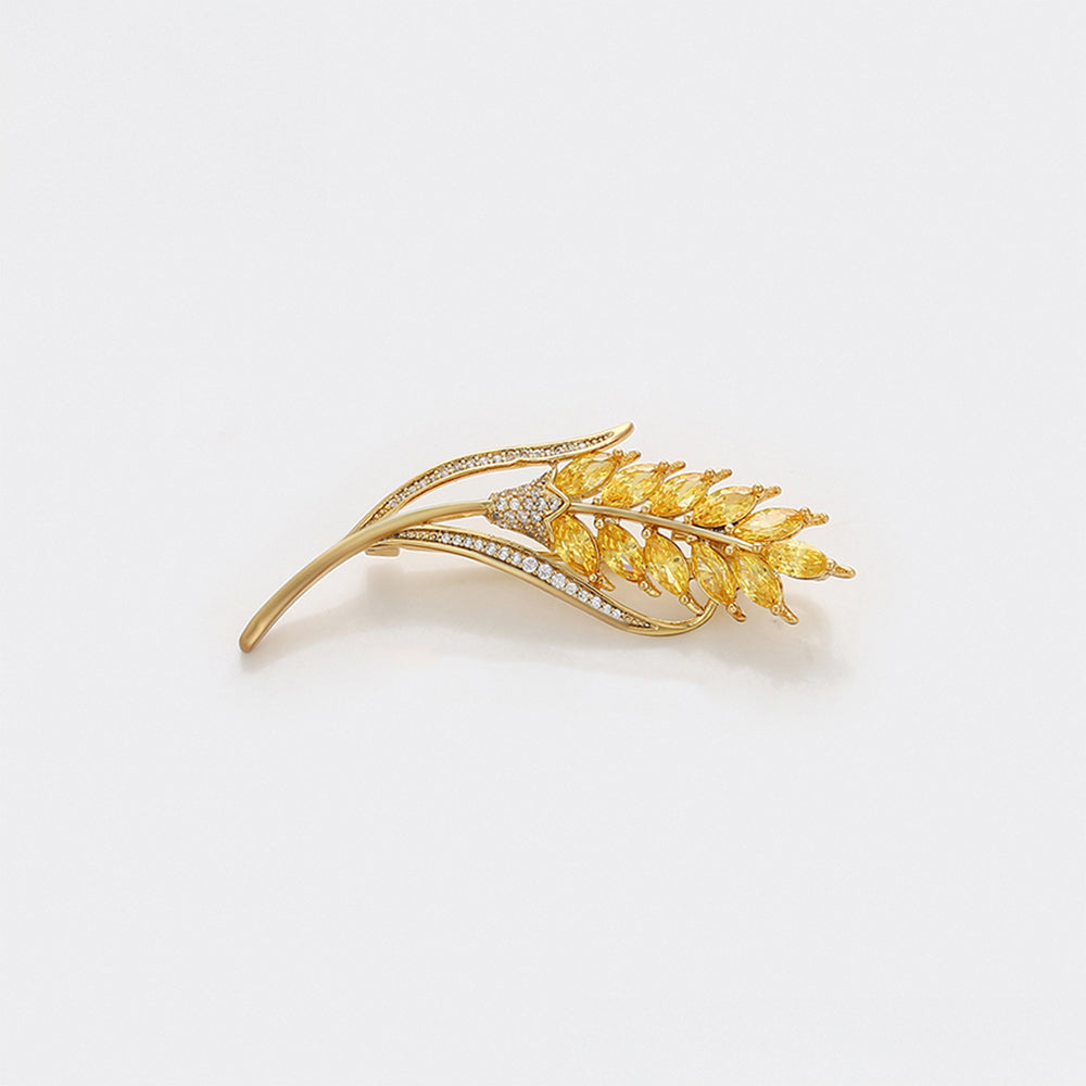 Broche de Aleación Bañado en Oro con Cristal Emporia® Blanco y Cristal Emporia® Amarillo 3 