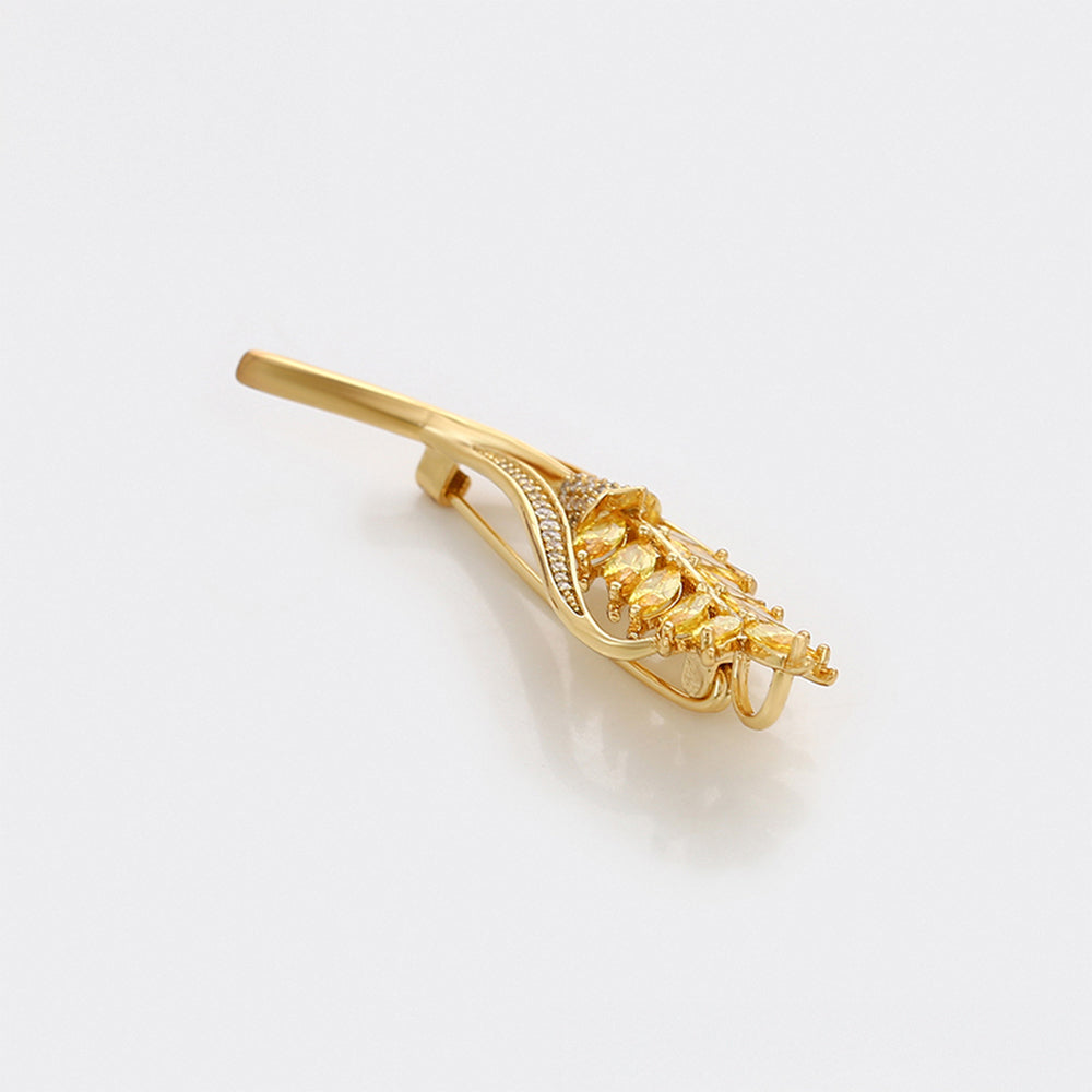 Broche de Aleación Bañado en Oro con Cristal Emporia® Blanco y Cristal Emporia® Amarillo 6 