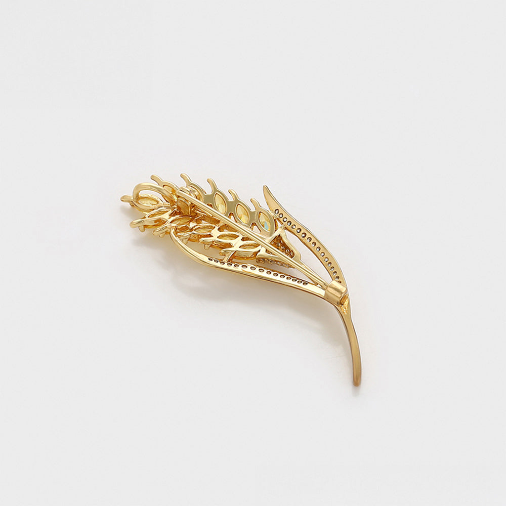 Broche de Aleación Bañado en Oro con Cristal Emporia® Blanco y Cristal Emporia® Amarillo 7 