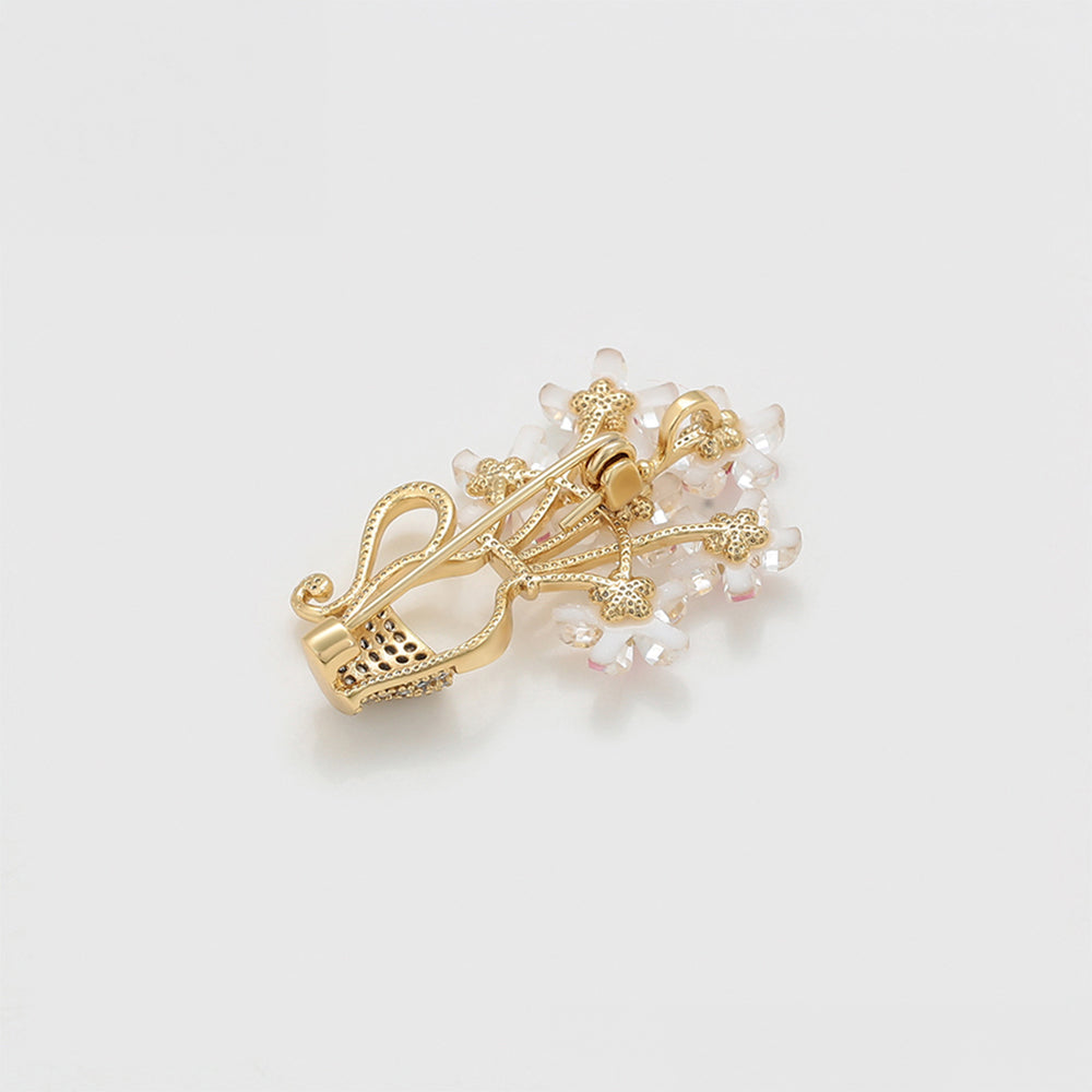 Broche de Aleación Bañado en Oro con Cristal Emporia® Rosa y Cristal Emporia® Blanco