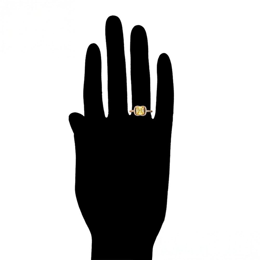 Anillo de Aleación Bañado en Oro con Cristal Emporia® Amarillo y Cristal Emporia® Blanco 8 