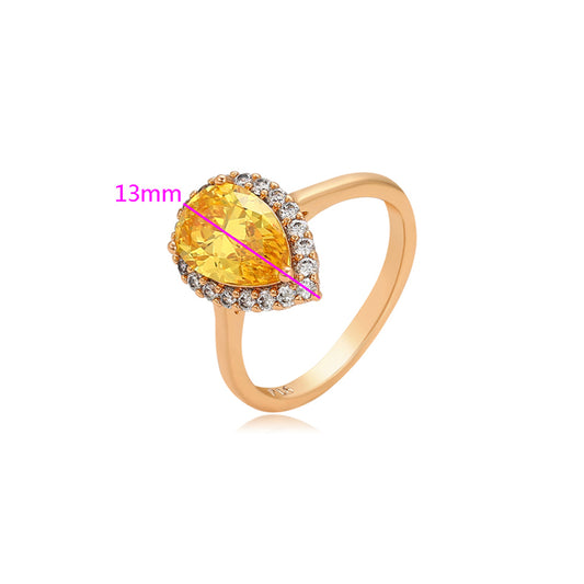 Anillo de Aleación Bañado en Oro con Cristal Emporia® Amarillo y Cristal Emporia® Blanco