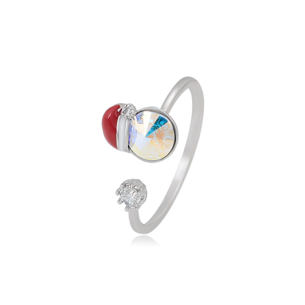 Anillo de Aleación Bañado en Oro con Cristal Emporia® Rojo y Cristal Emporia® Blanco 1 
