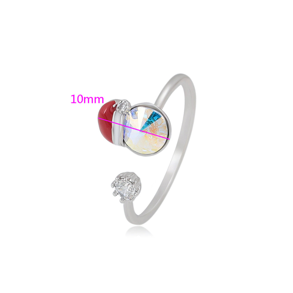 Anillo de Aleación Bañado en Oro con Cristal Emporia® Rojo y Cristal Emporia® Blanco 2 