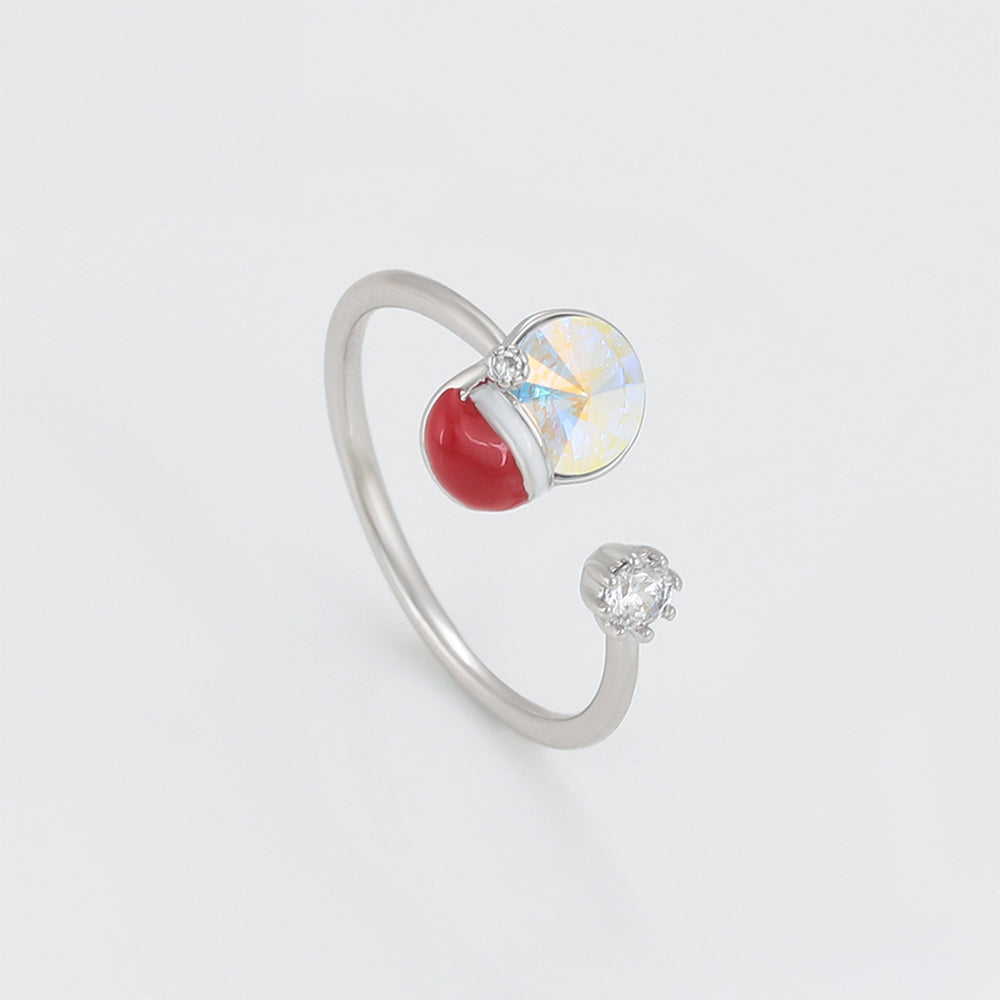 Anillo de Aleación Bañado en Oro con Cristal Emporia® Rojo y Cristal Emporia® Blanco 3 