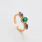 Anillo de Aleación Bañado en Oro con Cristal Emporia® Púrpura y Cristal Emporia® Verde