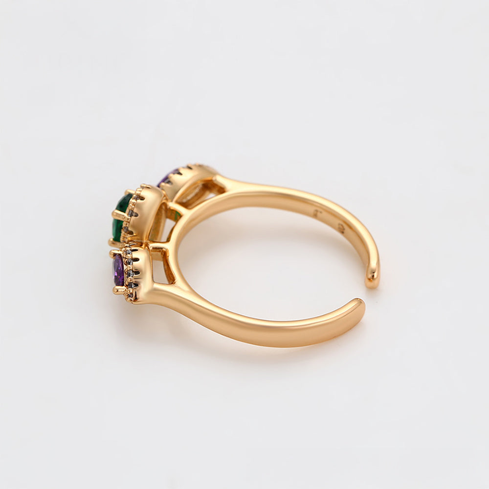Anillo de Aleación Bañado en Oro con Cristal Emporia® Púrpura y Cristal Emporia® Verde