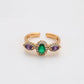 Anillo de Aleación Bañado en Oro con Cristal Emporia® Púrpura y Cristal Emporia® Verde