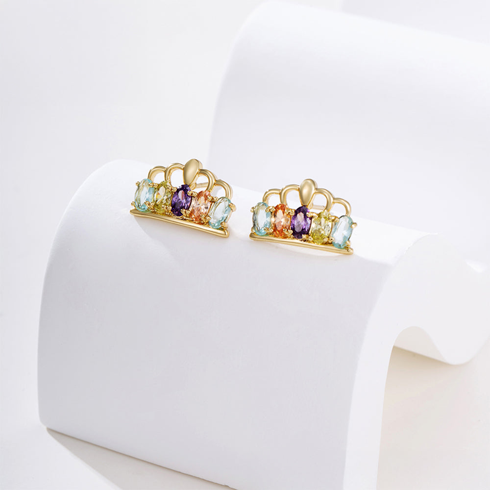 Conjunto de Aleación Bañado en Oro con Cristal Emporia® Púrpura y Cristal Emporia® Amarillo ( Pendientes +Colgante ) 3 