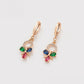 Conjunto de Aleación Bañado en Oro con Cristal Emporia® Rojo y Cristal Emporia® Verde ( Pendientes +Colgante )