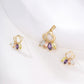 Conjunto de Aleación Bañado en Oro con Cristal Emporia® Púrpura y Cristal Emporia® Blanco ( Pendientes +Colgante )