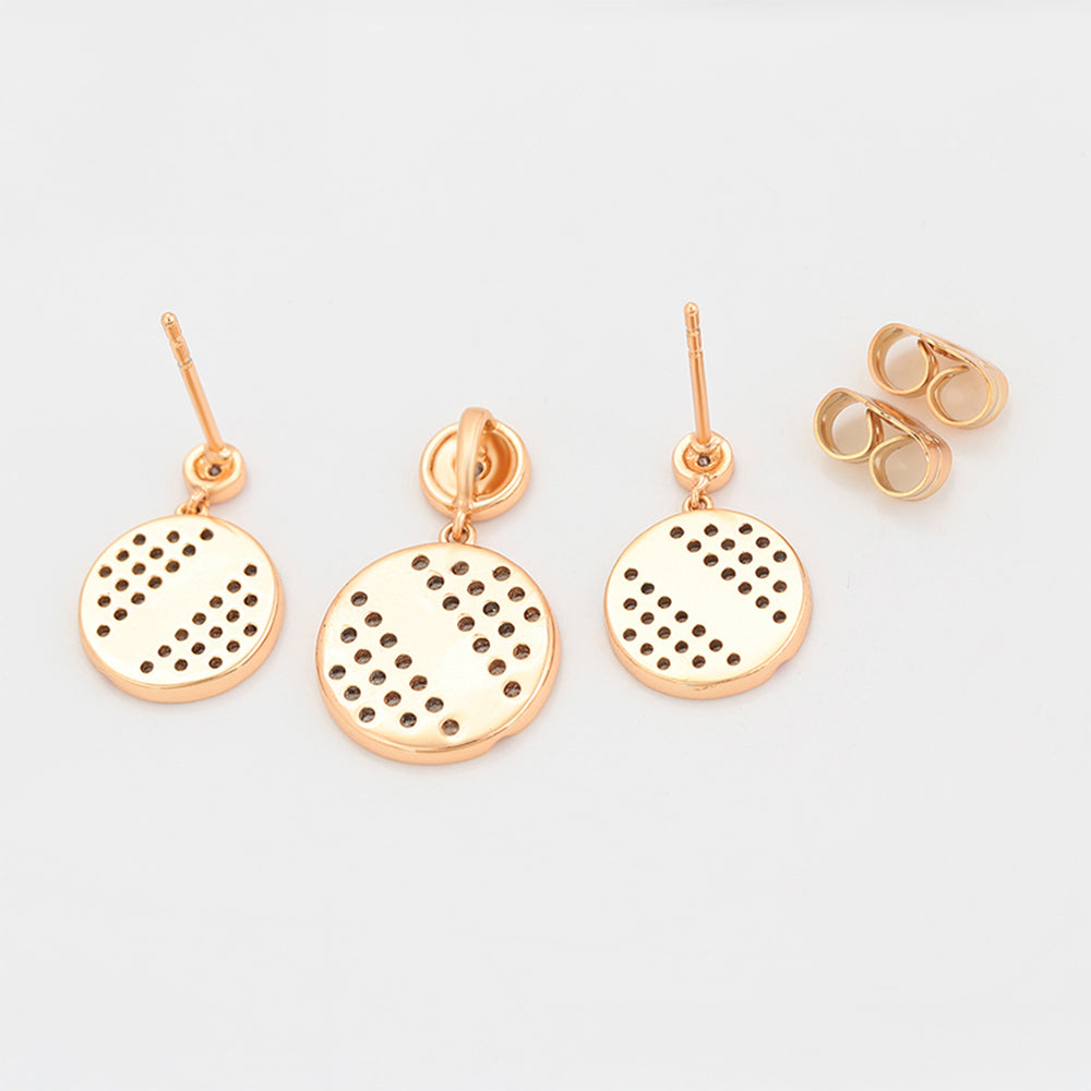 Conjunto de Aleación Bañado en Oro con Cristal Emporia® Rojo y Cristal Emporia® Blanco ( Pendientes +Colgante ) 3 