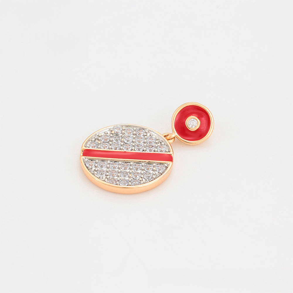 Conjunto de Aleación Bañado en Oro con Cristal Emporia® Rojo y Cristal Emporia® Blanco ( Pendientes +Colgante )