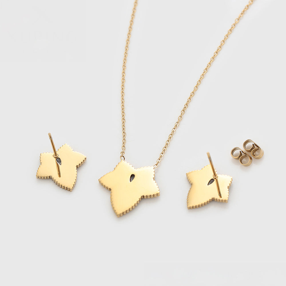 Conjunto de Aleación Bañado en Oro con Cristal Emporia® Verde y Cristal Emporia® Blanco ( Collar +Pendientes ) 10 