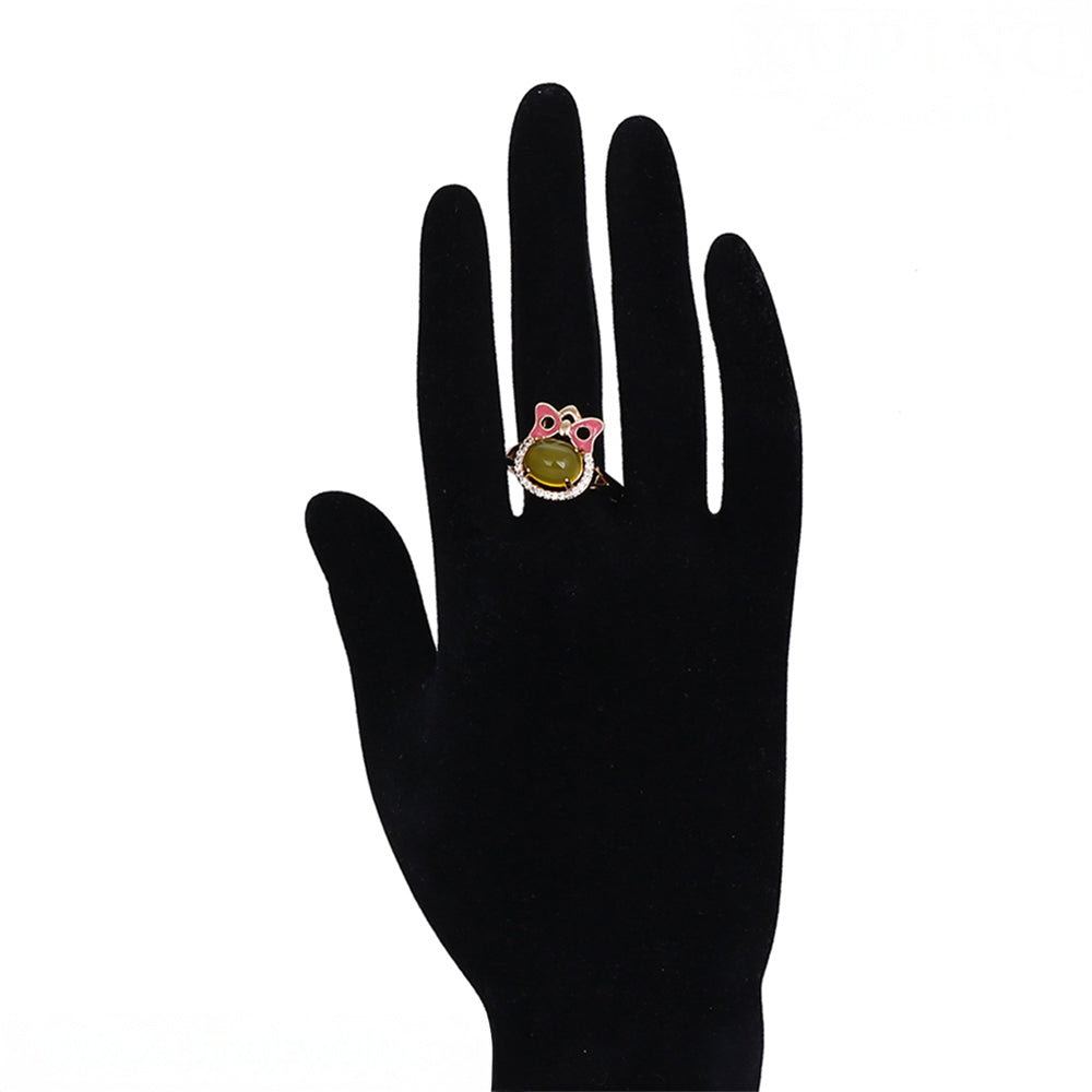 Conjunto de Aleación Bañado en Oro con Cristal Emporia® Amarillo y Cristal Emporia® Blanco ( Pendientes +Anillo +Colgante ) 8 