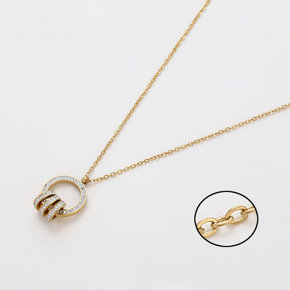 Conjunto de Aleación Bañado en Oro con Cristal Emporia® Blanco ( Collar +Pendientes +Colgante ) 8 