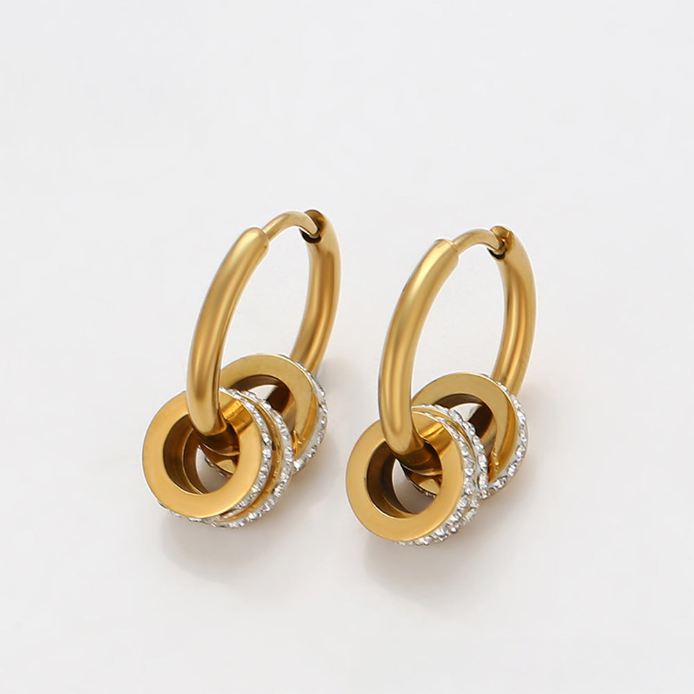 Conjunto de Aleación Bañado en Oro con Cristal Emporia® Blanco ( Collar +Pendientes +Colgante ) 11 