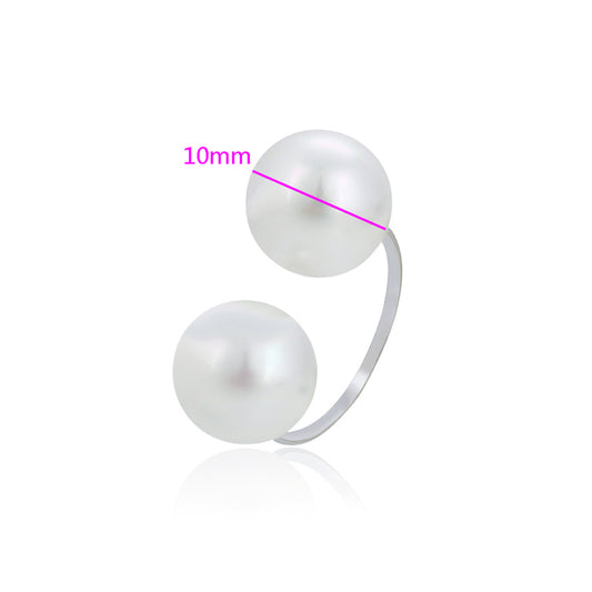 Anillo de Aleación Bañado en Oro con Perla de cristal