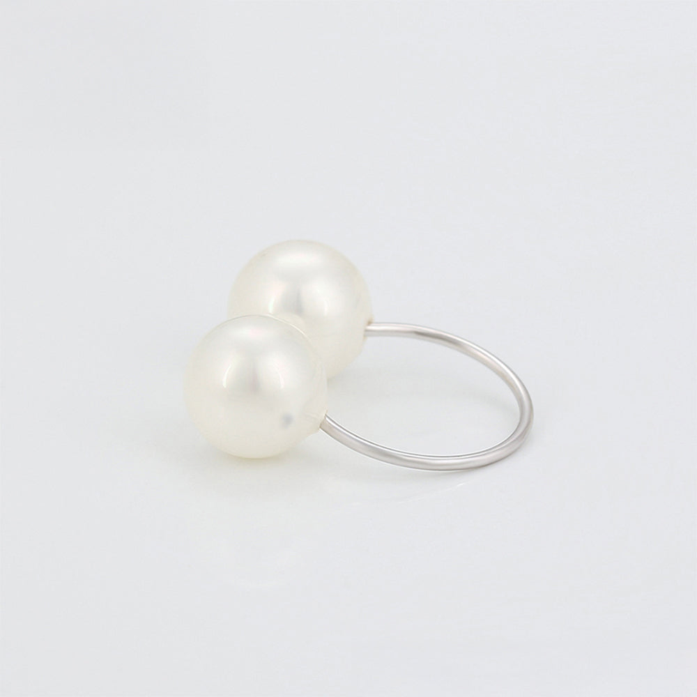 Anillo de Aleación Bañado en Oro con Perla de cristal 5 