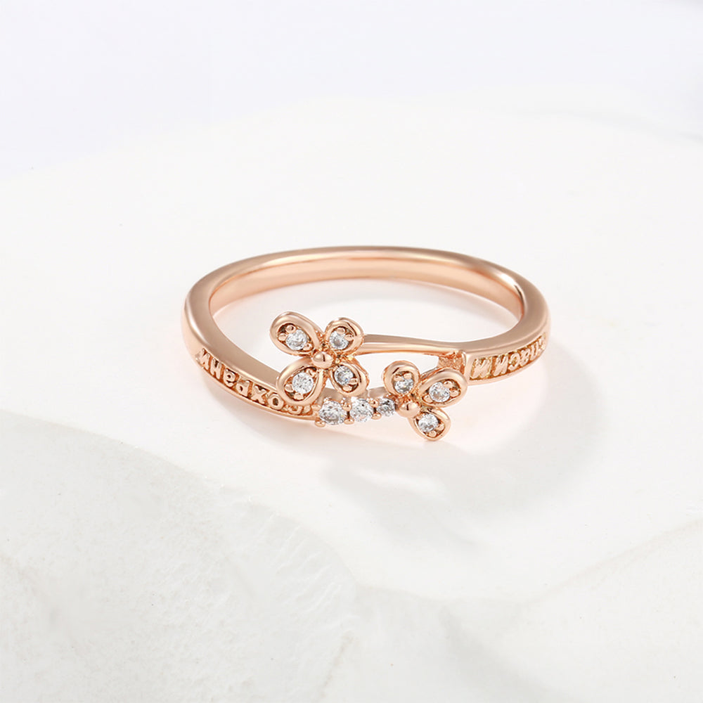 Anillo de Aleación Bañado en Oro con Cristal Emporia® Blanco