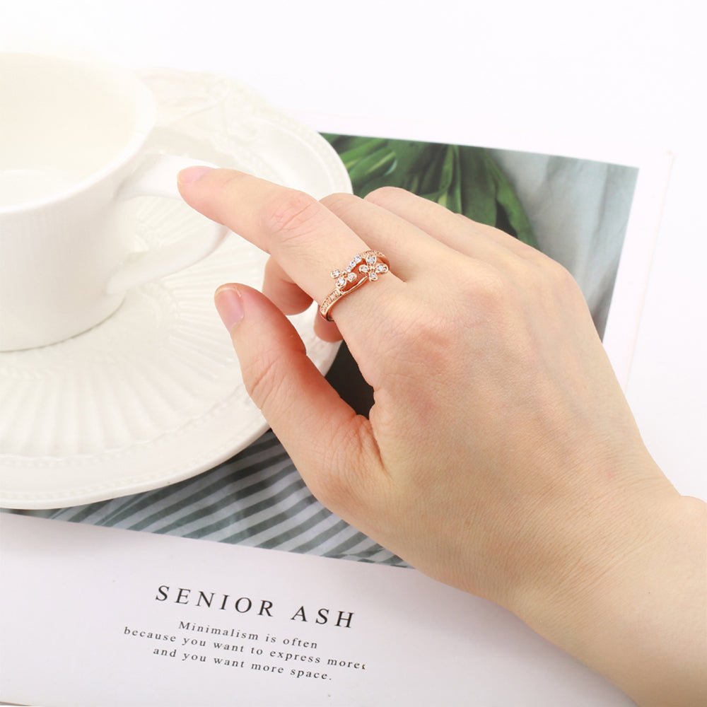 Anillo de Aleación Bañado en Oro con Cristal Emporia® Blanco