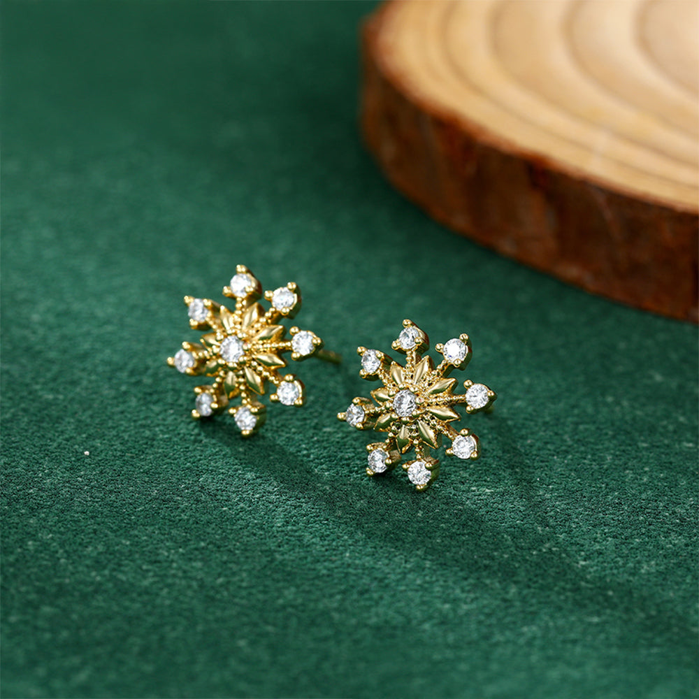 Pendientes de Aleación Bañado en Oro con Cristal Emporia® Blanco 4 