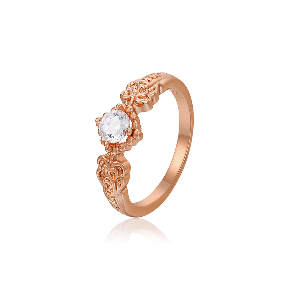 Anillo de Aleación Bañado en Oro con Cristal Emporia® Blanco 2 