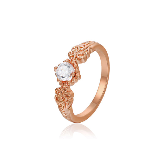 Anillo de Aleación Bañado en Oro con Cristal Emporia® Blanco