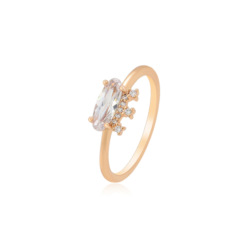 Anillo de Aleación Bañado en Oro con Cristal Emporia® Blanco 1 