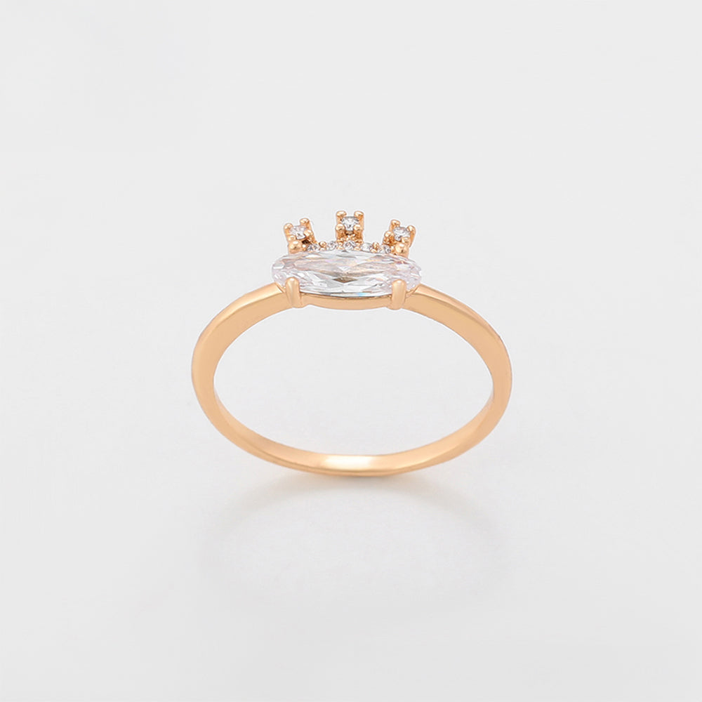 Anillo de Aleación Bañado en Oro con Cristal Emporia® Blanco 3 