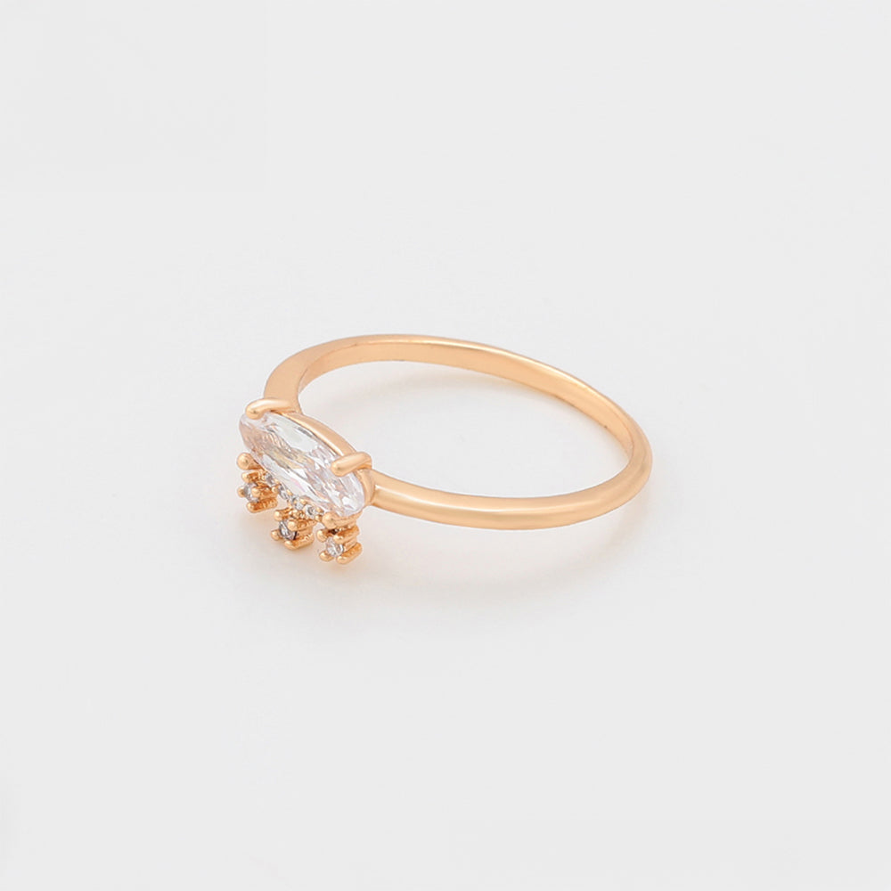 Anillo de Aleación Bañado en Oro con Cristal Emporia® Blanco