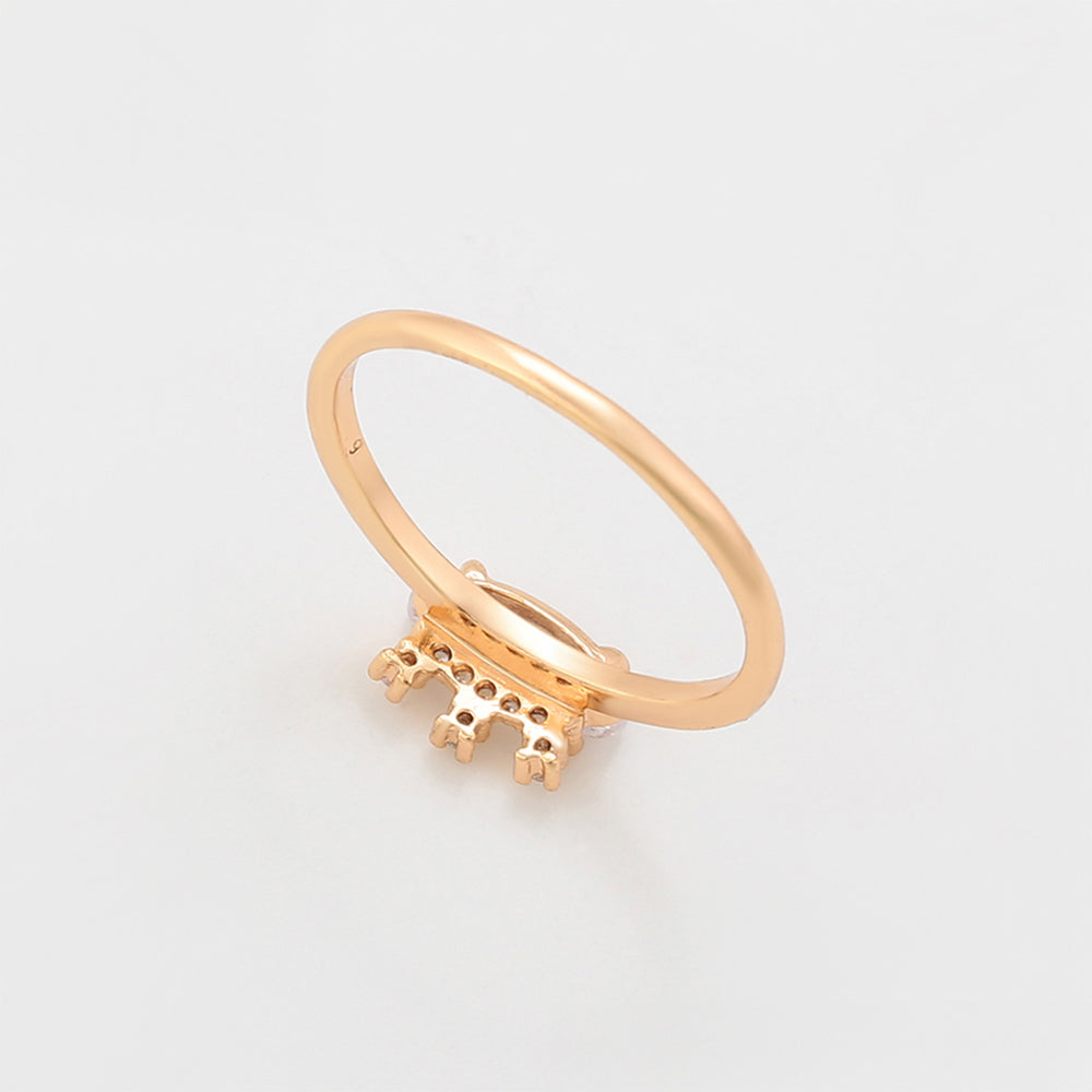 Anillo de Aleación Bañado en Oro con Cristal Emporia® Blanco 7 