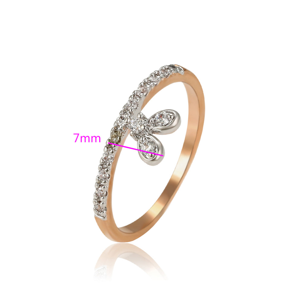 Anillo de Aleación Bañado en Oro con Cristal Emporia® Blanco