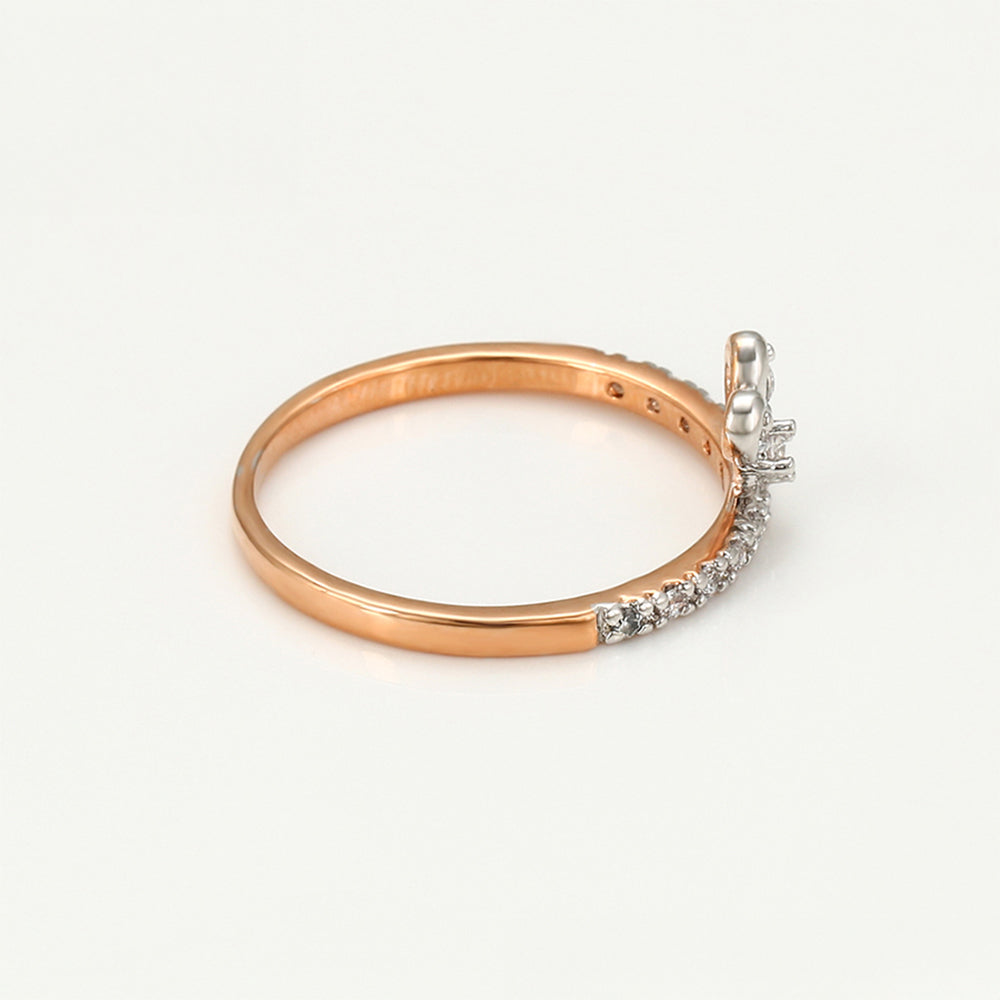 Anillo de Aleación Bañado en Oro con Cristal Emporia® Blanco 6 