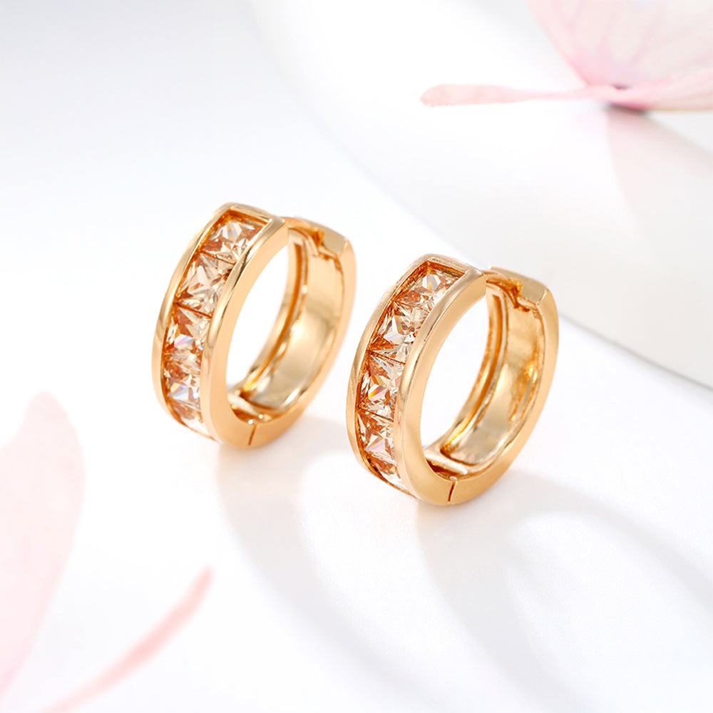 Pendientes de Aleación Bañado en Oro con Cristal Emporia® Blanco 1 