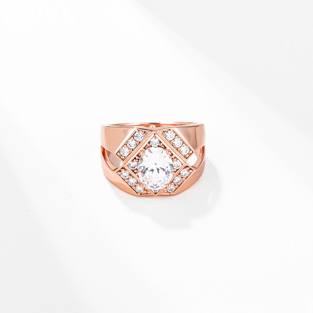 Anillo de Aleación Bañado en Oro con Cristal Emporia® Blanco