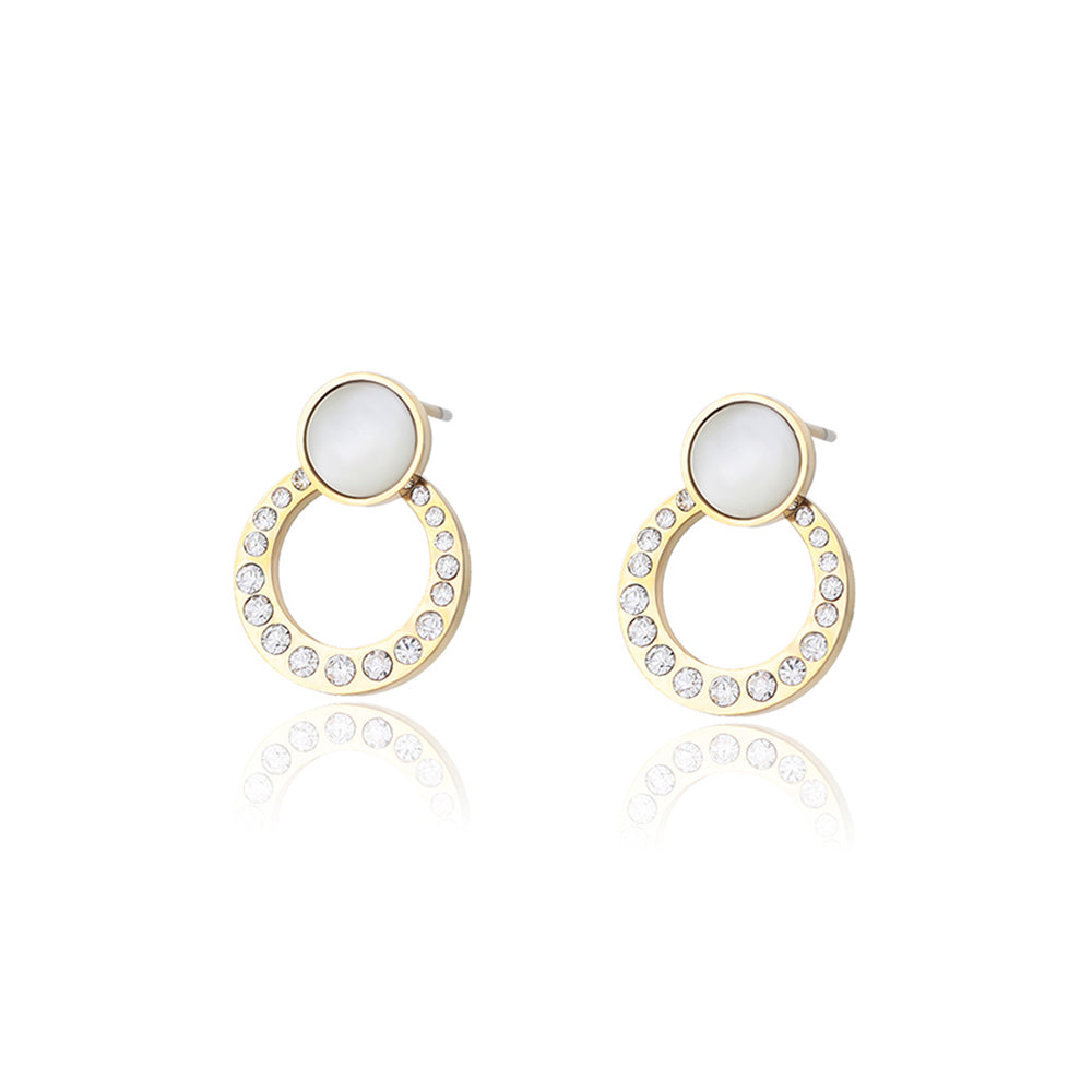 Pendientes de Aleación Bañado en Oro con Cristal Emporia® Blanco