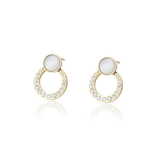 Pendientes de Aleación Bañado en Oro con Cristal Emporia® Blanco