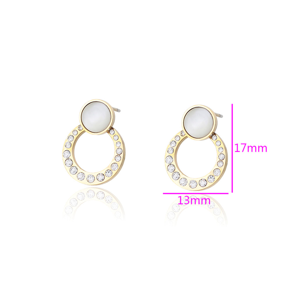 Pendientes de Aleación Bañado en Oro con Cristal Emporia® Blanco 3 