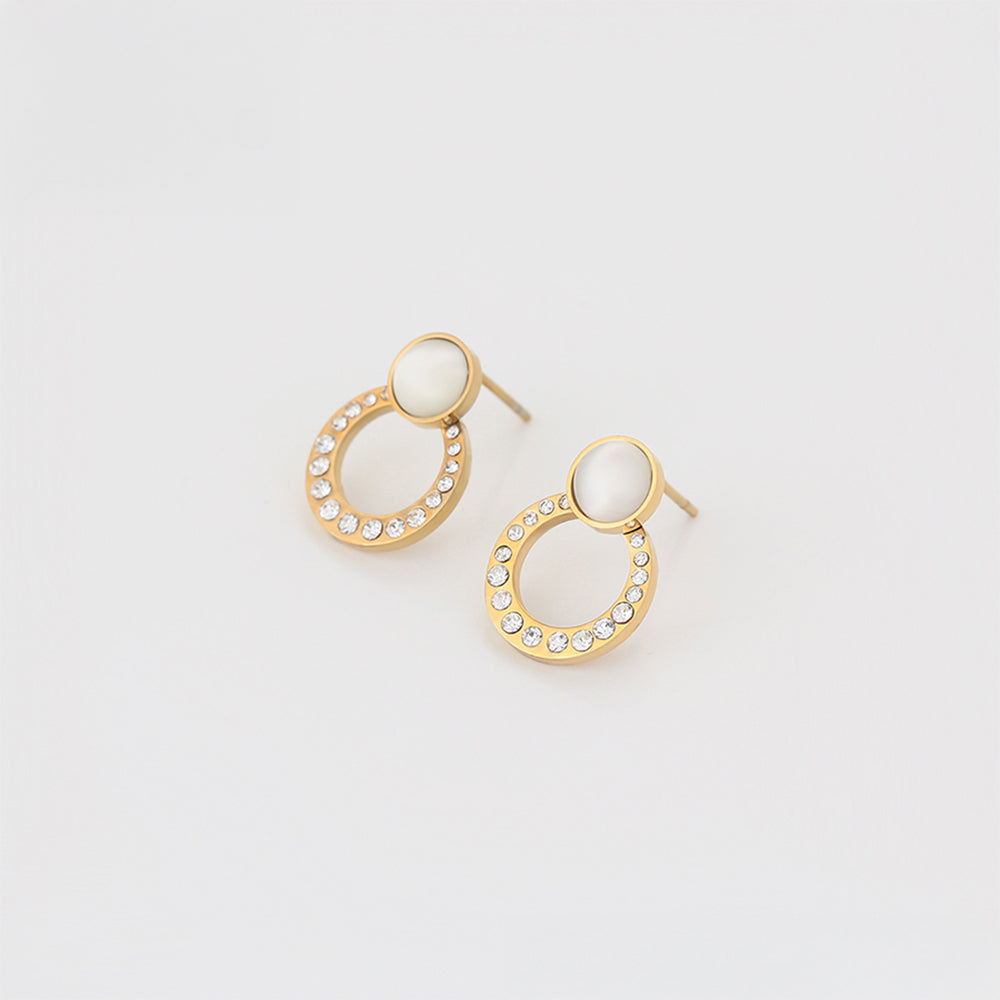 Pendientes de Aleación Bañado en Oro con Cristal Emporia® Blanco 1 