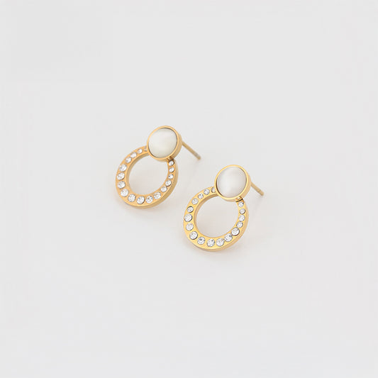 Pendientes de Aleación Bañado en Oro con Cristal Emporia® Blanco