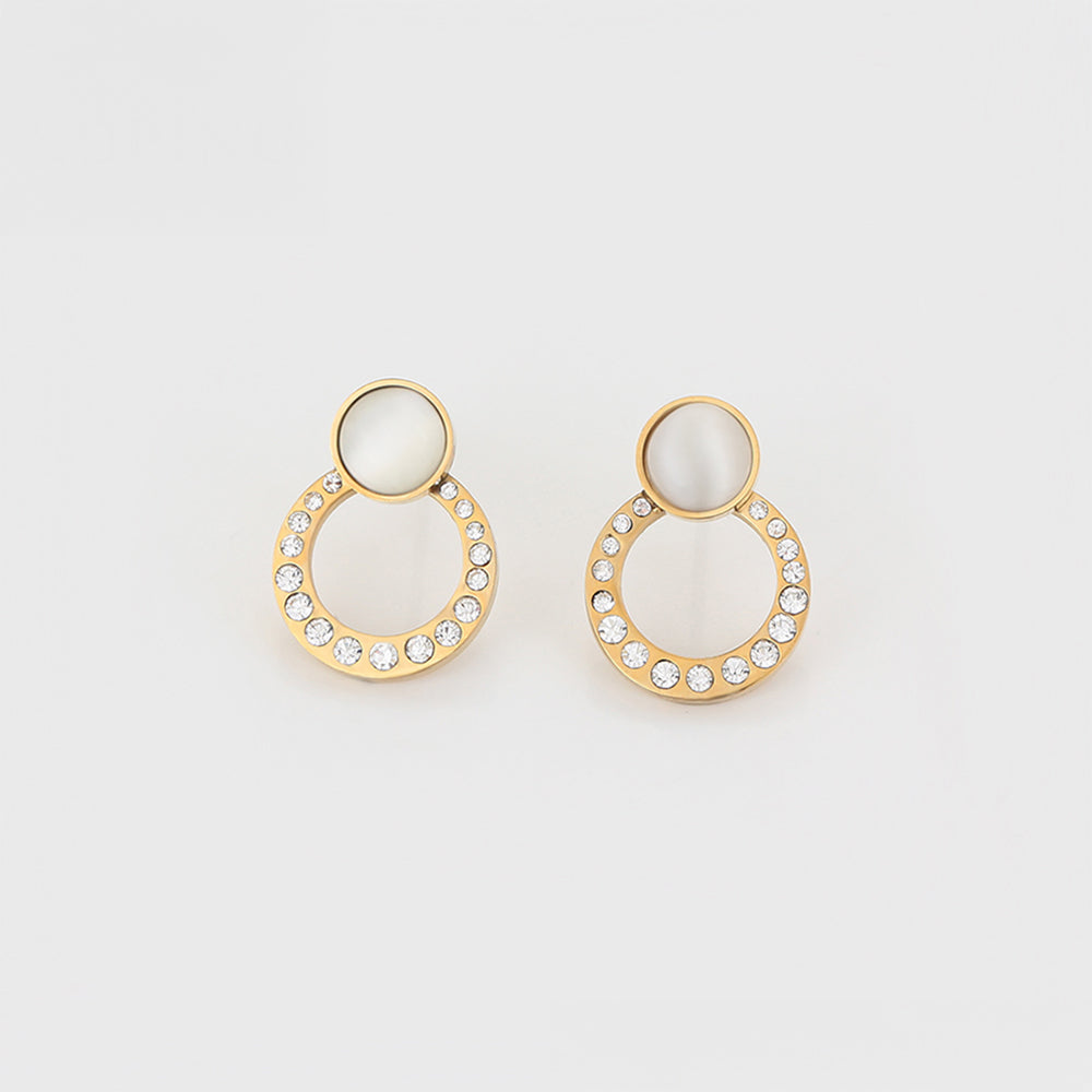 Pendientes de Aleación Bañado en Oro con Cristal Emporia® Blanco